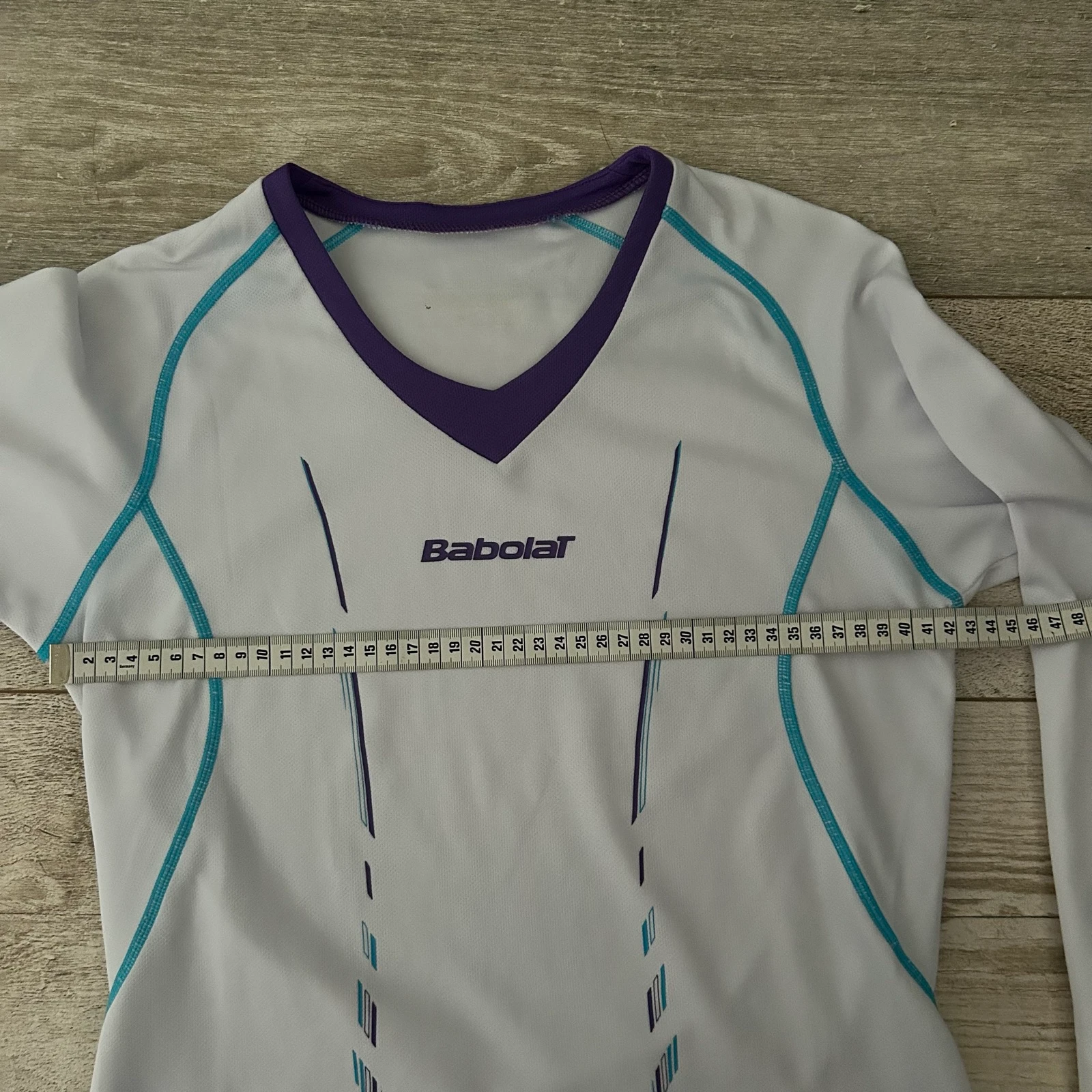 Babolat Sports Shirt / Tennis Shirt Long Sleeve – White / Purple / Blue – Size M – photo 11